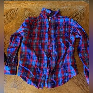 Blue and red long sleeve flannel button up shirt XL
